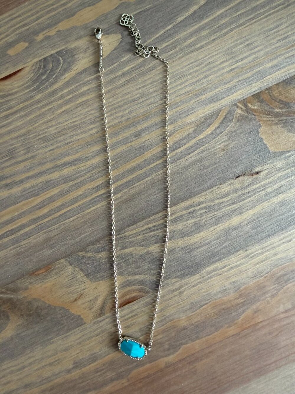 Kendra Scott Turquoise Blue Stone Silver Pendant Necklace
